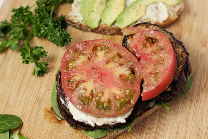 Grilled Mushroom, Eggplant Sandwich - Plant Based Cooking