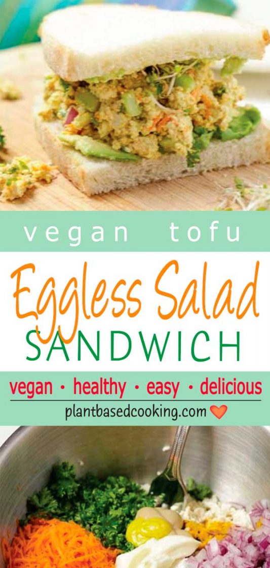 Tofu Eggless Salad Sandwich Plant Based Cooking