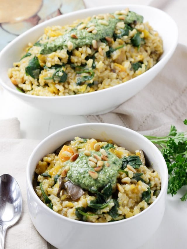 Instant Pot Butternut Squash with Basil Pesto