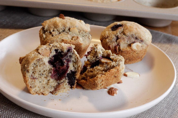 Oil-Free Almond Cherry Muffins - Plant-Based Cooking