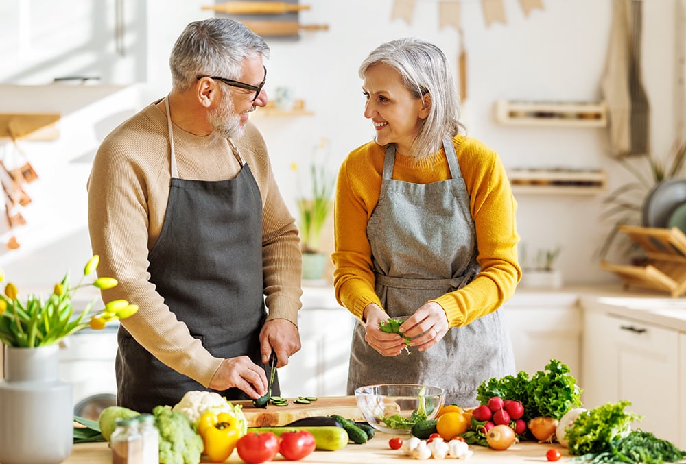 Couple in white kitchen